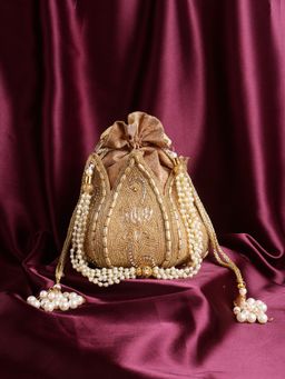 SWISNI - Golden Embroidery Lotus Potli (S)