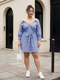 Qurvii - Women Blue Checks Cotton Dress