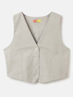Belliskey - Women Beige Solid/Plain Cotton Crop Top