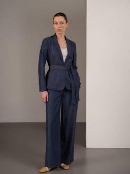 FABLE STREET - Women Navy Blue Solid/Plain Denim Co-Ord Set