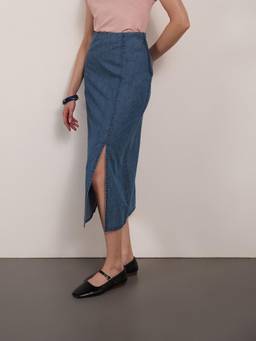 FABLE STREET - Women Blue Solid/Plain Denim Skirt