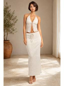 NOBARR - Women White Solid/Plain Cotton Co-Ord Set