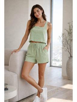 NOBARR - Women Green Solid/Plain Cotton Co-Ord Set