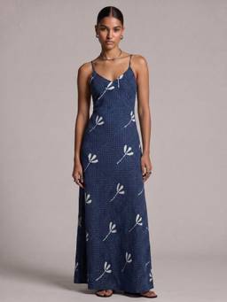 NISHORAMA - Women Blue Printed Cotton Dress