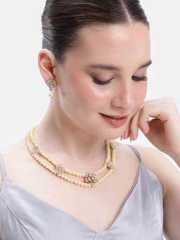 Estele - Women White Alloy Rose Gold Jewellry Set
