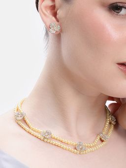 Estele - Women White Alloy Rose Gold Jewellry Set