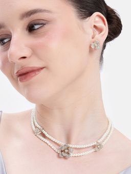 Estele - Women White Alloy Rose Gold Jewellry Set