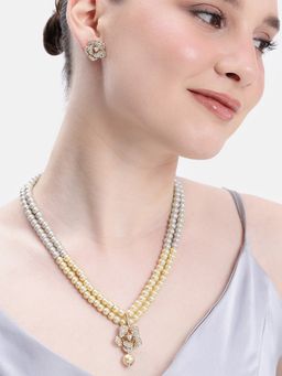 Estele - Women White Alloy Rose Gold Jewellry Set