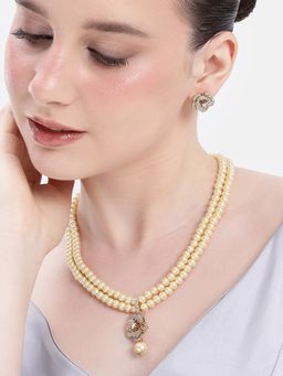 Estele - Women White Alloy Rose Gold Jewellry Set