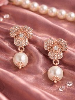 Estele - Women White Alloy Rose Gold Earrings