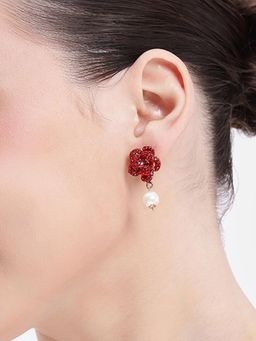 Estele - Women Red Alloy Rose Gold Earrings
