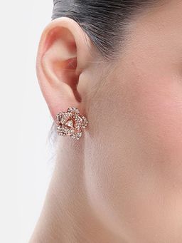 Estele - Women White Alloy Rose Gold Earrings