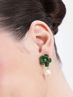 Estele - Women Green Alloy Rose Gold Earrings