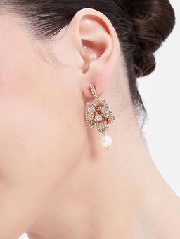 Estele - Women White Alloy Rose Gold Earrings