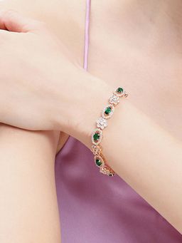 Estele - Women Green Brass Rose Gold Bracelet