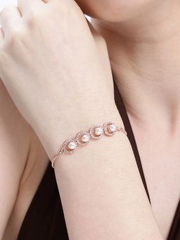 Estele - Women White Brass Rose Gold Bracelet