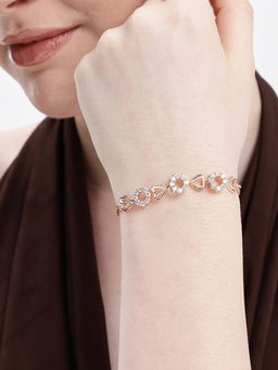 Estele - Women White Brass Rose Gold Bracelet