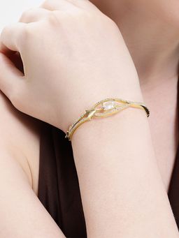 Estele - Women White Brass Gold Kada