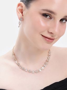 Estele - Women White Brass Rose Gold Jewellry Set