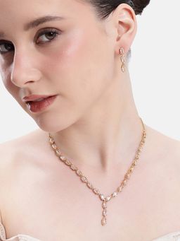 Estele - Women White Brass Rose Gold Jewellry Set