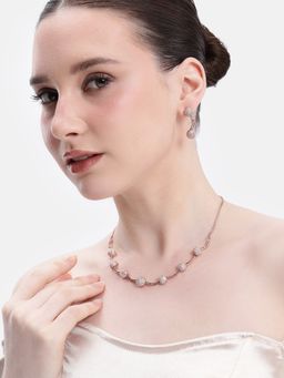 Estele - Women White Brass Rose Gold Jewellry Set
