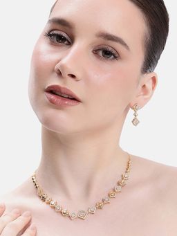 Estele - Women White Brass Rose Gold Jewellry Set