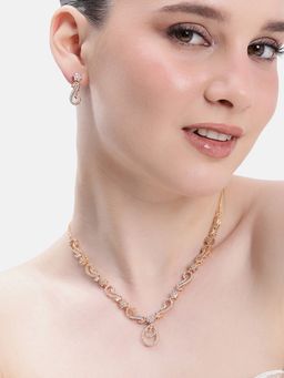 Estele - Women White Brass Rose Gold Jewellry Set