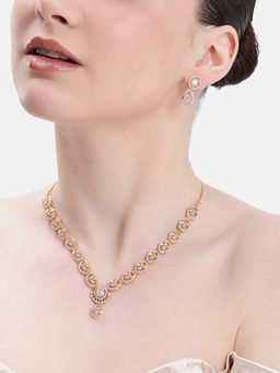 Estele - Women White Brass Rose Gold Jewellry Set
