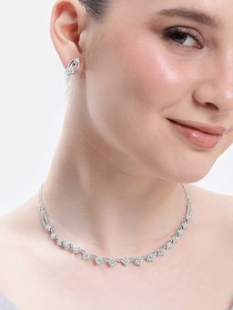 Estele - Women White Brass Rhodium Jewellry Set