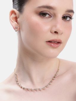 Estele - Women White Brass Rose Gold Jewellry Set