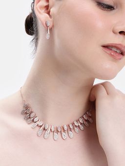 Estele - Women White Brass Rose Gold Jewellry Set