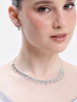 Estele - Women White Brass Rhodium Jewellry Set