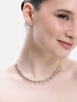 Estele - Women White Brass Rose Gold Jewellry Set