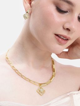 Estele - Women White Brass Gold Jewellry Set