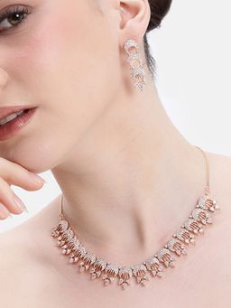 Estele - Women White Brass Rose Gold Jewellry Set