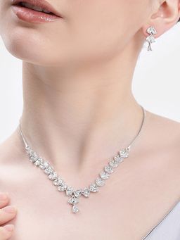Estele - Women White Brass Rhodium Jewellry Set