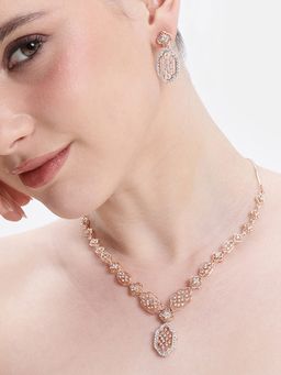 Estele - Women White Brass Rose Gold Jewellry Set