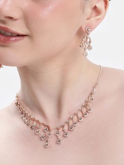Estele - Women White Brass Rose Gold Jewellry Set