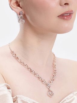 Estele - Women White Brass Rose Gold Jewellry Set