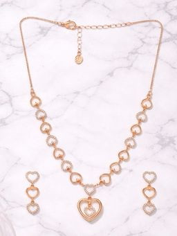 Estele - Women White Brass Rose Gold Jewellry Set
