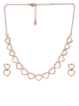 Estele - Women White Brass Rose Gold Jewellry Set