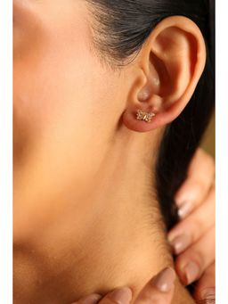 Biba - Women White Brass Gold Earrings