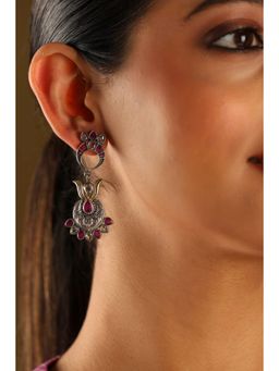 Biba - Women Pink Brass Silver Earrings