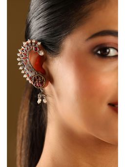 Biba - Women Pink Brass Silver Earrings