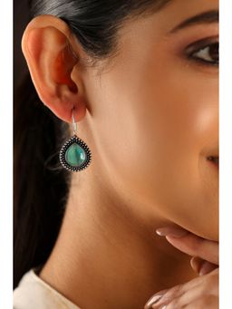 Biba - Women Green Brass Silver Earrings