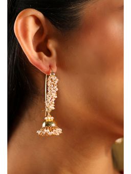 Biba - Women White Brass Gold Earrings