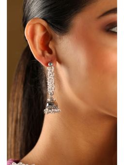 Biba - Women White Brass Gold Earrings