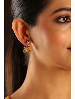 Biba - Women Pink Brass Gold Earrings