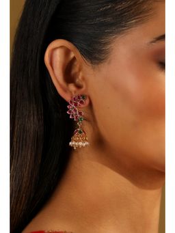 Biba - Women Pink Brass Gold Earrings