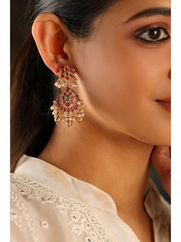 Biba - Women Pink Brass Gold Earrings